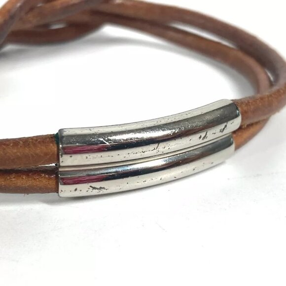 HERMES Herculed accessories double Bracelet Leather Brown - Picture 6 of 9